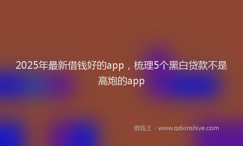 2025年最新借钱好的app，梳理5个黑白贷款不是高炮的app