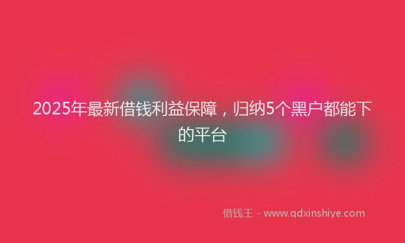 2025年最新借钱利益保障，归纳5个黑户都能下的平台