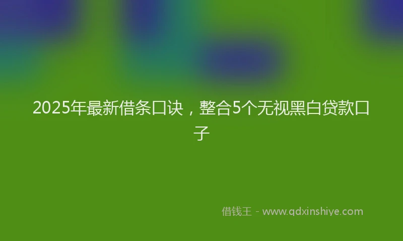 2025年最新借条口诀，整合5个无视黑白贷款口子