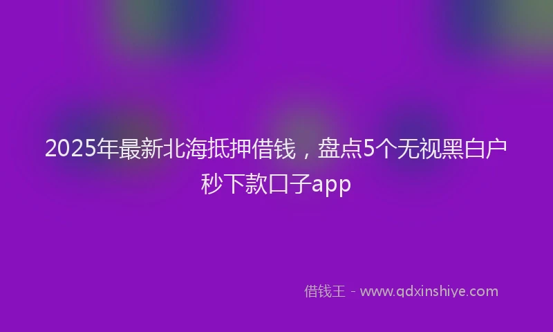 2025年最新北海抵押借钱，盘点5个无视黑白户秒下款口子app