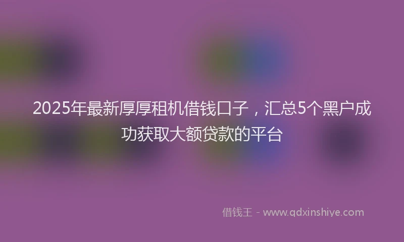 2025年最新厚厚租机借钱口子，汇总5个黑户成功获取大额贷款的平台