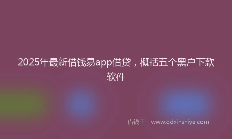 2025年最新借钱易app借贷，概括五个黑户下款软件