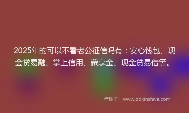 2025年的可以不看老公征信吗有：安心钱包、现金贷易融、掌上信用、蒙享金、现金贷易借等。
