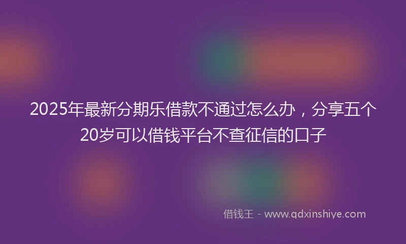2025年最新分期乐借款不通过怎么办，分享五个20岁可以借钱平台不查征信的口子