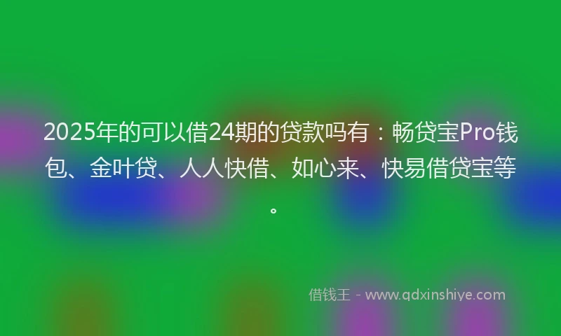 2025年的可以借24期的贷款吗有：畅贷宝Pro钱包、金叶贷、人人快借、如心来、快易借贷宝等。
