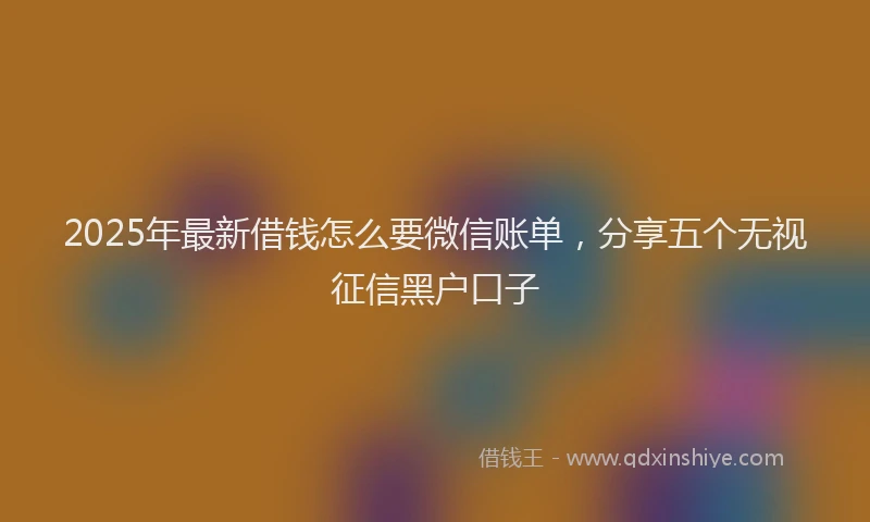 2025年最新借钱怎么要微信账单，分享五个无视征信黑户口子