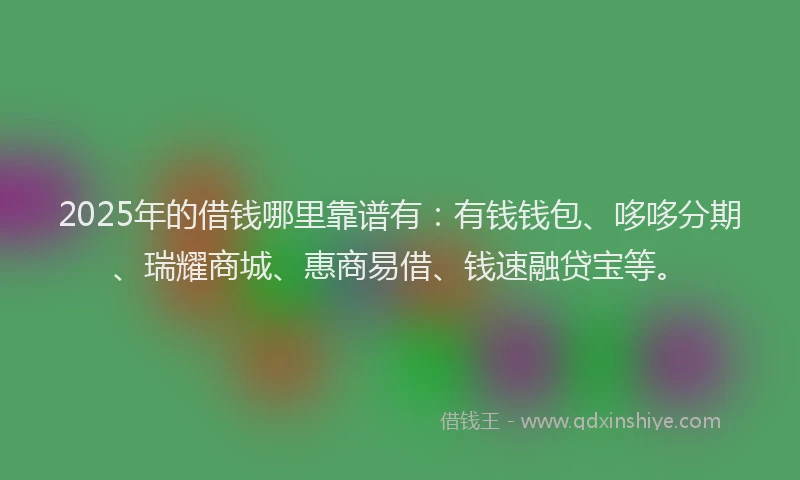2025年的借钱哪里靠谱有：有钱钱包、哆哆分期、瑞耀商城、惠商易借、钱速融贷宝等。