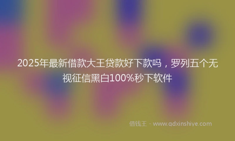 2025年最新借款大王贷款好下款吗，罗列五个无视征信黑白100%秒下软件