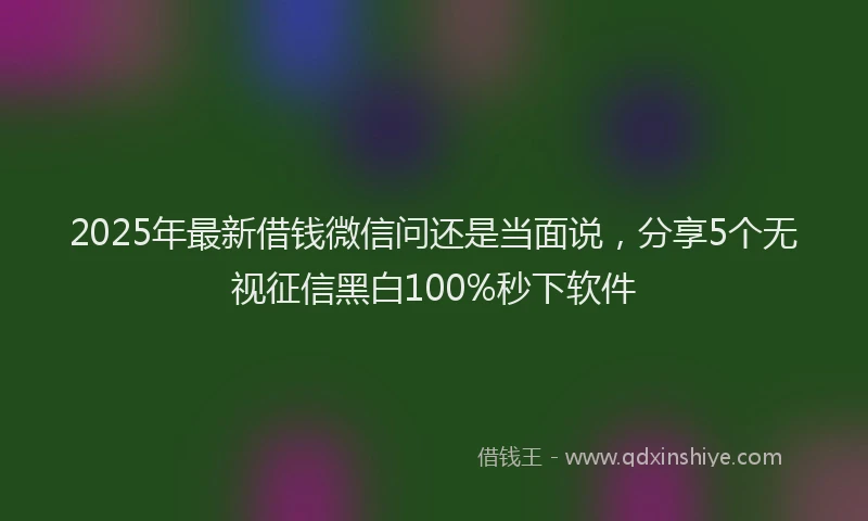 2025年最新借钱微信问还是当面说，分享5个无视征信黑白100%秒下软件
