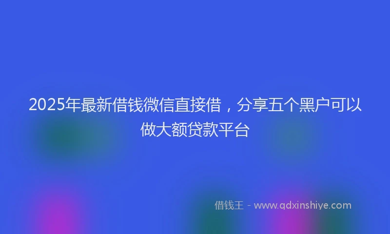 2025年最新借钱微信直接借，分享五个黑户可以做大额贷款平台