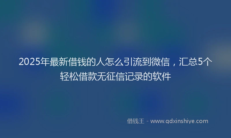 2025年最新借钱的人怎么引流到微信，汇总5个轻松借款无征信记录的软件
