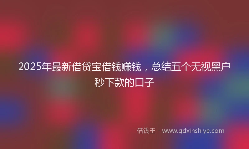 2025年最新借贷宝借钱赚钱，总结五个无视黑户秒下款的口子