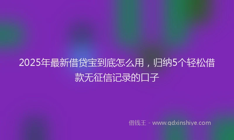 2025年最新借贷宝到底怎么用，归纳5个轻松借款无征信记录的口子