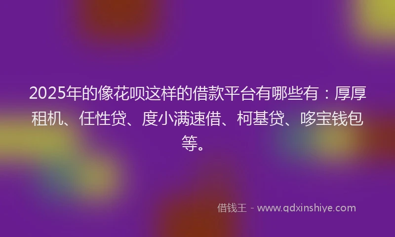 2025年的像花呗这样的借款平台有哪些有：厚厚租机、任性贷、度小满速借、柯基贷、哆宝钱包等。