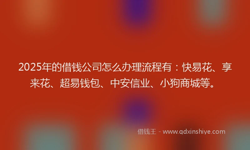 2025年的借钱公司怎么办理流程有：快易花、享来花、超易钱包、中安信业、小狗商城等。