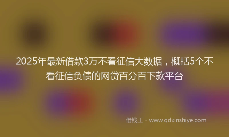 2025年最新借款3万不看征信大数据，概括5个不看征信负债的网贷百分百下款平台