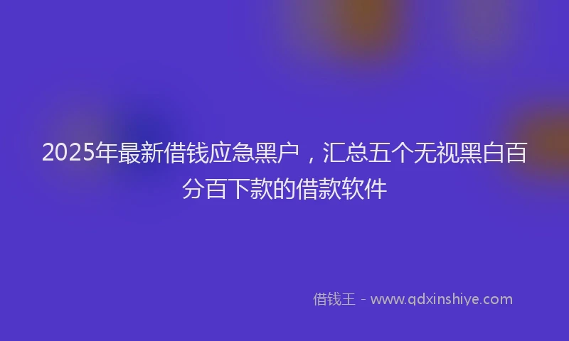 2025年最新借钱应急黑户，汇总五个无视黑白百分百下款的借款软件