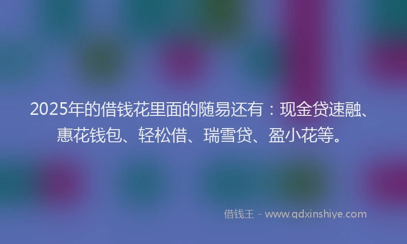 2025年的借钱花里面的随易还有：现金贷速融、惠花钱包、轻松借、瑞雪贷、盈小花等。