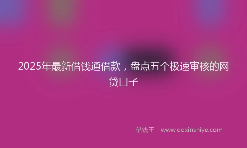 2025年最新借钱通借款，盘点五个极速审核的网贷口子