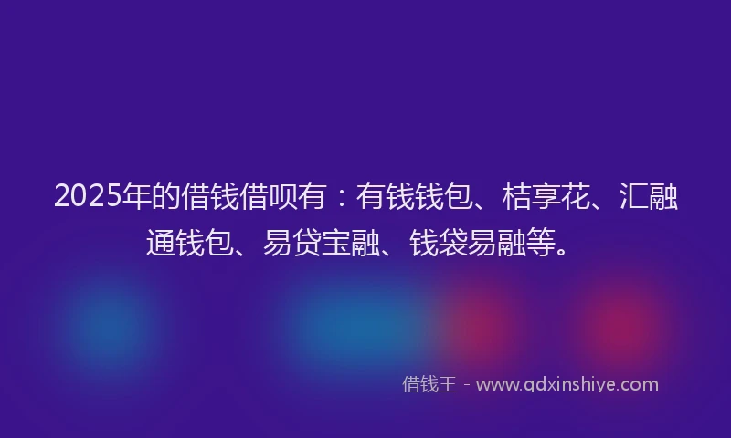 2025年的借钱借呗有：有钱钱包、桔享花、汇融通钱包、易贷宝融、钱袋易融等。