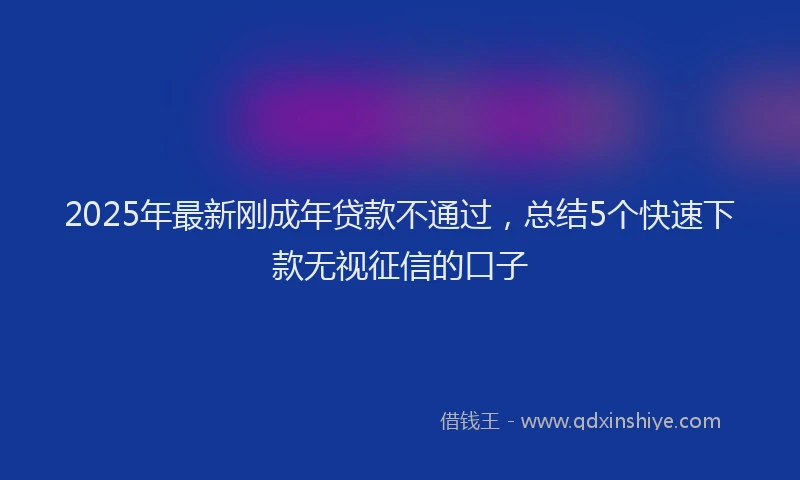 2025年最新刚成年贷款不通过，总结5个快速下款无视征信的口子