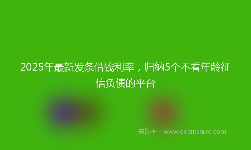 2025年最新发条借钱利率，归纳5个不看年龄征信负债的平台