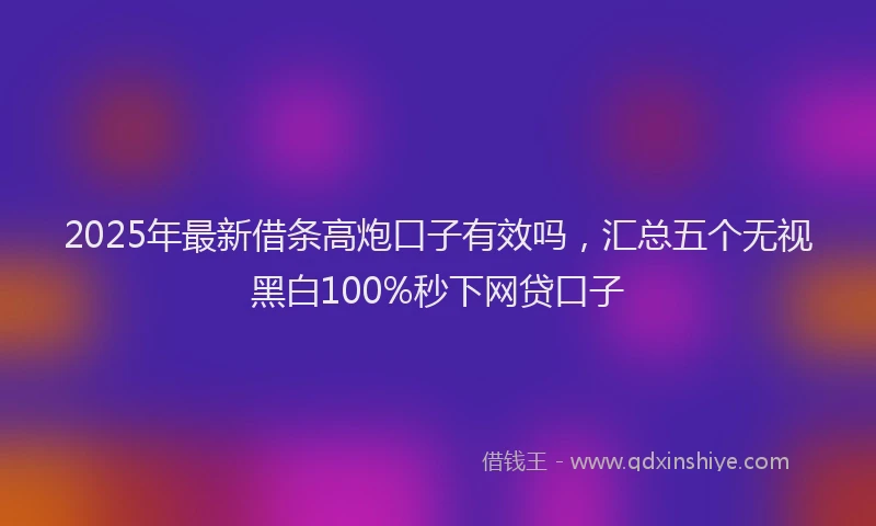 2025年最新借条高炮口子有效吗，汇总五个无视黑白100%秒下网贷口子