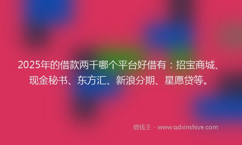 2025年的借款两千哪个平台好借有：招宝商城、现金秘书、东方汇、新浪分期、星愿贷等。