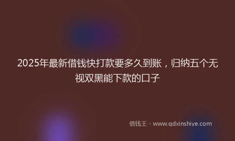 2025年最新借钱快打款要多久到账，归纳五个无视双黑能下款的口子