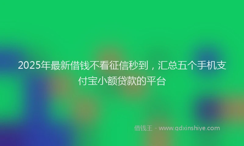 2025年最新借钱不看征信秒到，汇总五个手机支付宝小额贷款的平台