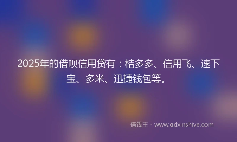 2025年的借呗信用贷有：桔多多、信用飞、速下宝、多米、迅捷钱包等。