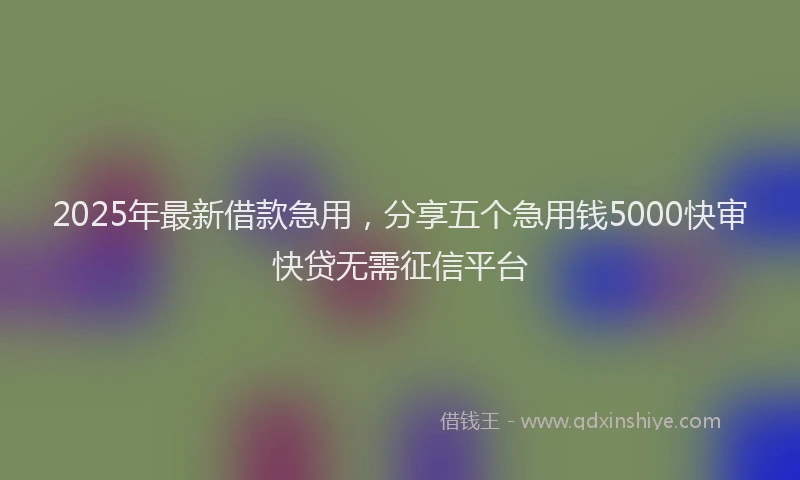 2025年最新借款急用，分享五个急用钱5000快审快贷无需征信平台