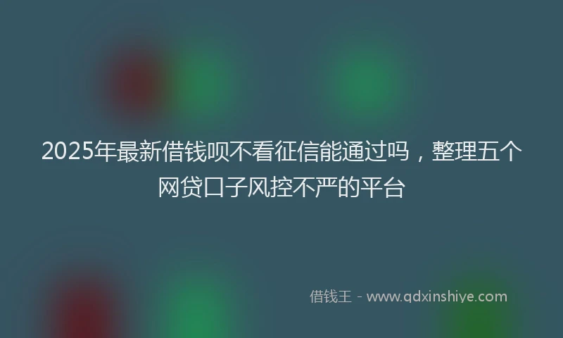 2025年最新借钱呗不看征信能通过吗，整理五个网贷口子风控不严的平台