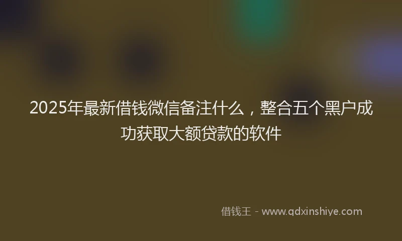 2025年最新借钱微信备注什么，整合五个黑户成功获取大额贷款的软件