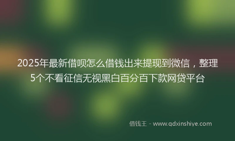 2025年最新借呗怎么借钱出来提现到微信，整理5个不看征信无视黑白百分百下款网贷平台