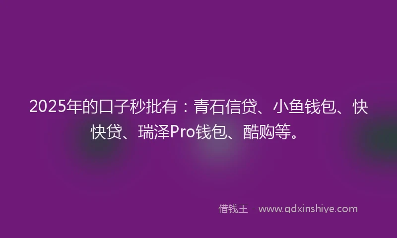 2025年的口子秒批有：青石信贷、小鱼钱包、快快贷、瑞泽Pro钱包、酷购等。
