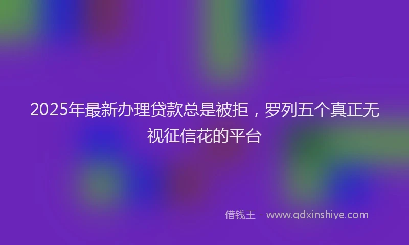 2025年最新办理贷款总是被拒，罗列五个真正无视征信花的平台