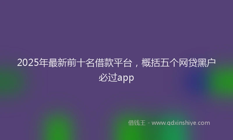 2025年最新前十名借款平台，概括五个网贷黑户必过app
