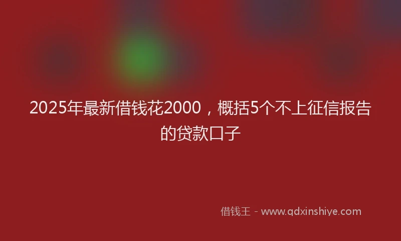 2025年最新借钱花2000，概括5个不上征信报告的贷款口子