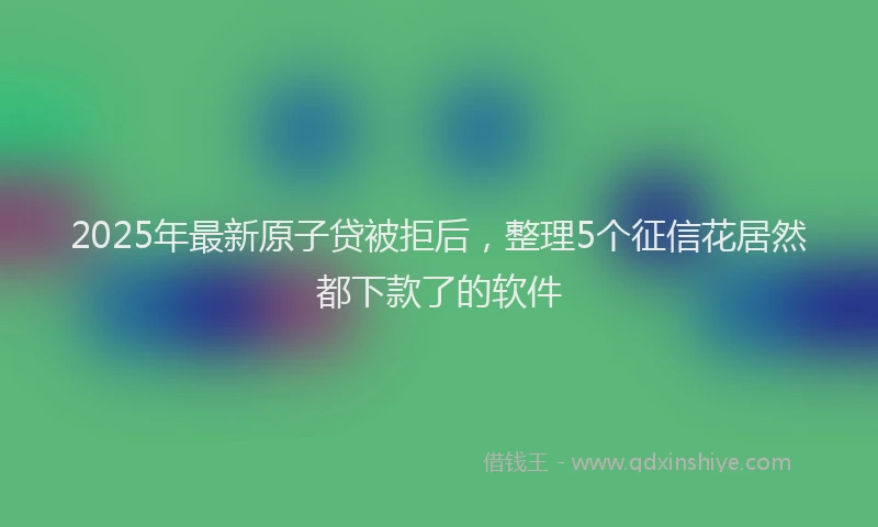 2025年最新原子贷被拒后，整理5个征信花居然都下款了的软件