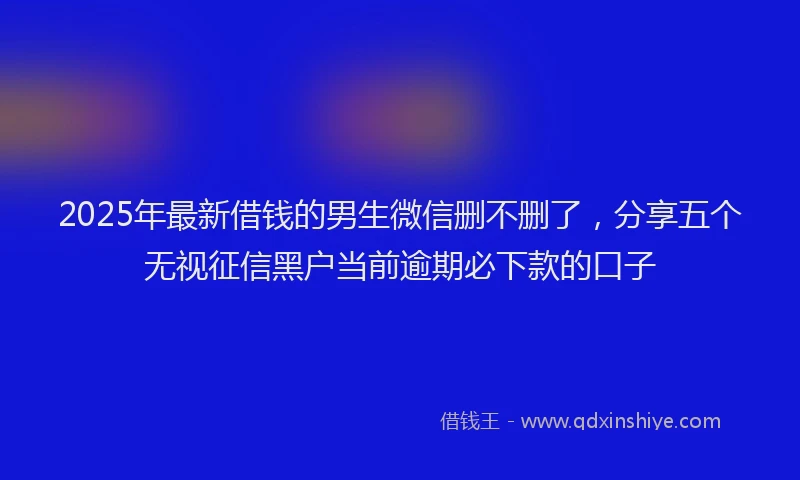 2025年最新借钱的男生微信删不删了，分享五个无视征信黑户当前逾期必下款的口子