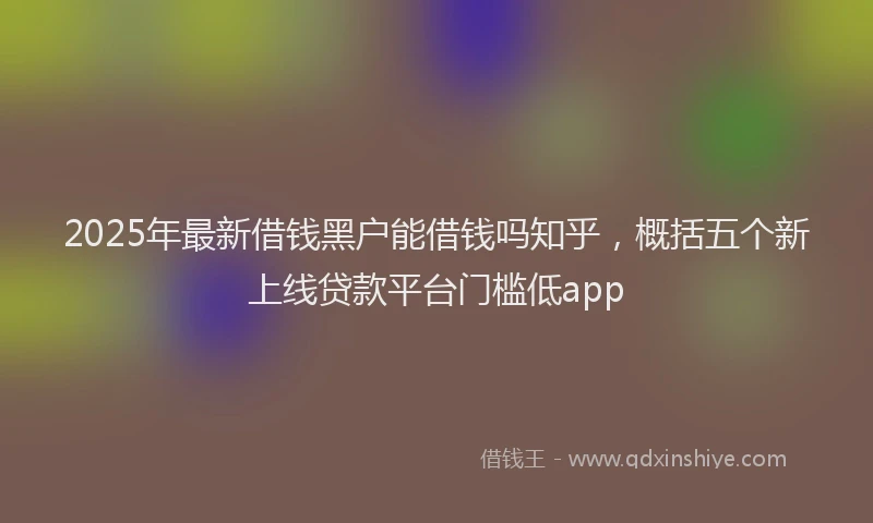 2025年最新借钱黑户能借钱吗知乎，概括五个新上线贷款平台门槛低app