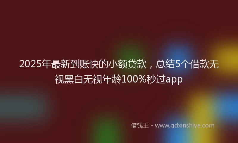 2025年最新到账快的小额贷款，总结5个借款无视黑白无视年龄100%秒过app