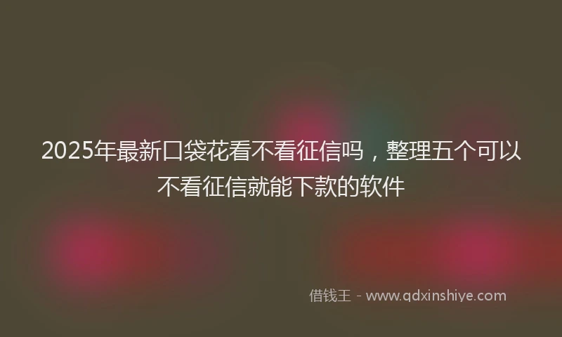 2025年最新口袋花看不看征信吗，整理五个可以不看征信就能下款的软件