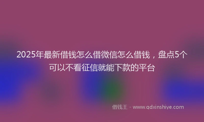 2025年最新借钱怎么借微信怎么借钱，盘点5个可以不看征信就能下款的平台