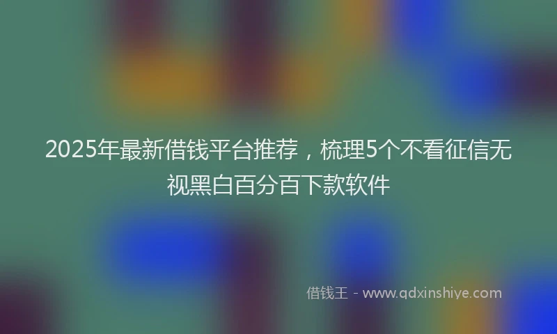 2025年最新借钱平台推荐，梳理5个不看征信无视黑白百分百下款软件