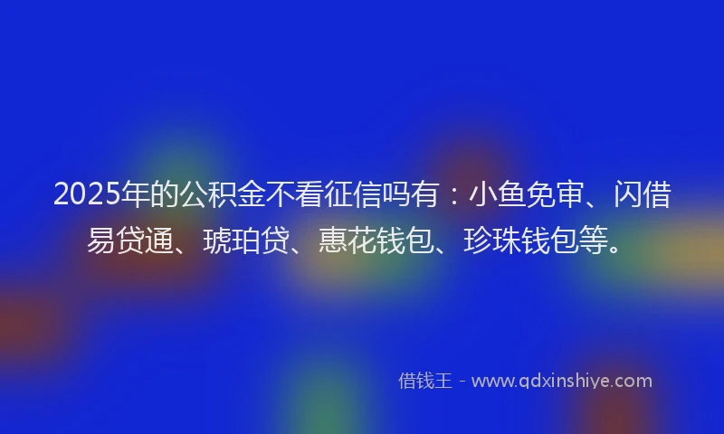 2025年的公积金不看征信吗有：小鱼免审、闪借易贷通、琥珀贷、惠花钱包、珍珠钱包等。