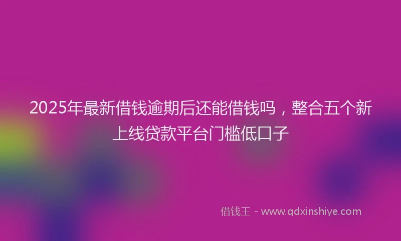2025年最新借钱逾期后还能借钱吗，整合五个新上线贷款平台门槛低口子