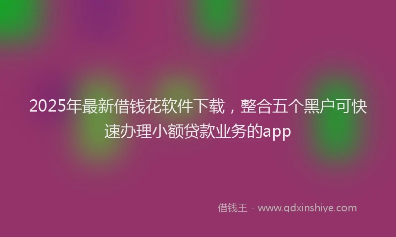 2025年最新借钱花软件下载，整合五个黑户可快速办理小额贷款业务的app