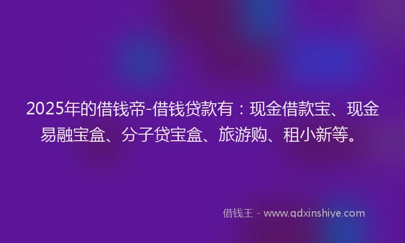 2025年的借钱帝-借钱贷款有：现金借款宝、现金易融宝盒、分子贷宝盒、旅游购、租小新等。